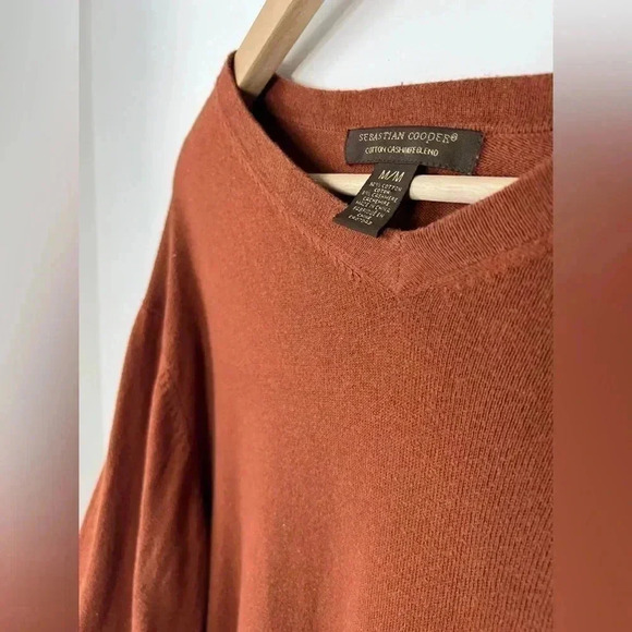 Sebastian Cooper Men’s Orange Cotton Cashmere Old Money Preppy Sweater Medium - Picture 6 of 13